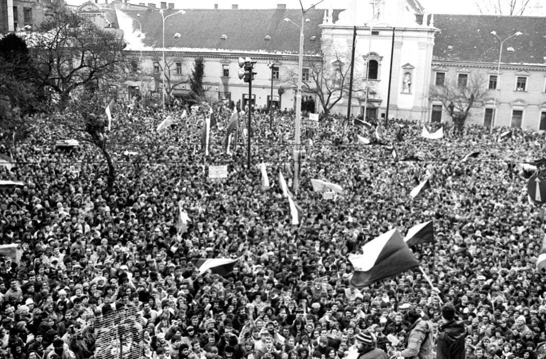 Protest in Bratislava, November 27, 1989
