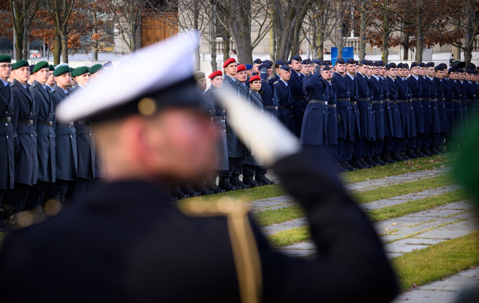 Bundeswehr soldiers and recruits during a ceremonial oath-taking ceremony on the occasion of the 70th anniversary of the Bundeswehr. Berlin, November 12, 2025