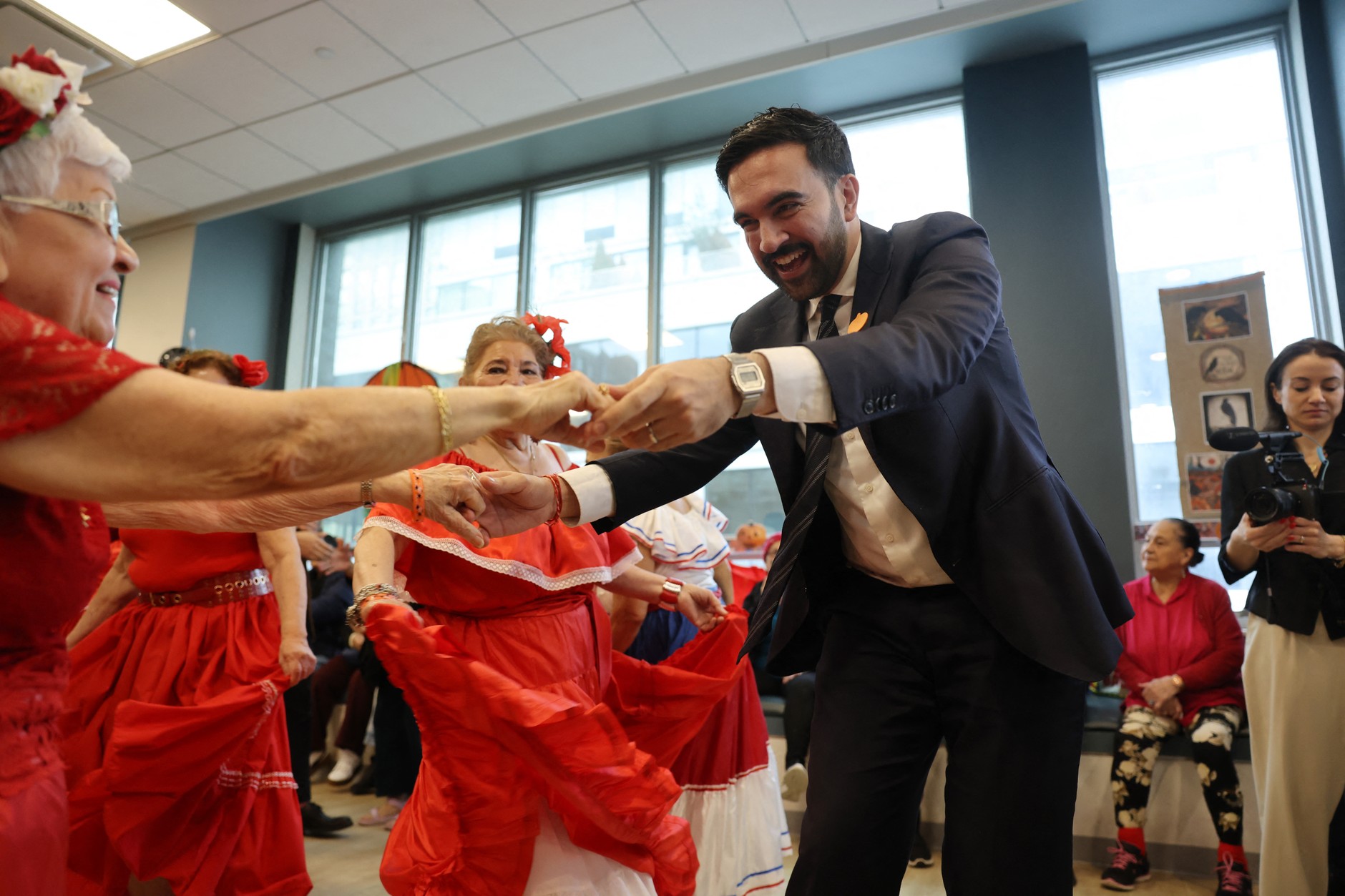 Zohran Mamdani visits a community center for the elderly, New York, October 31, 2025.