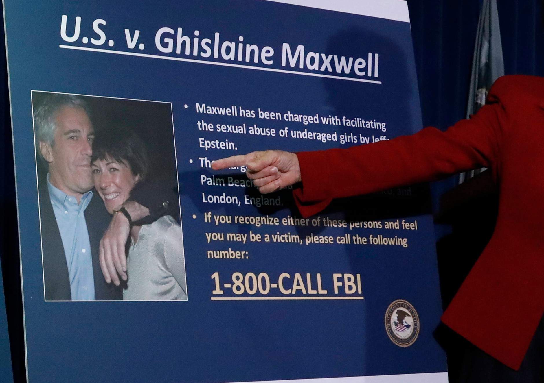 Press conference regarding allegations against Ghislaine Maxwell. New York, July 2, 2020