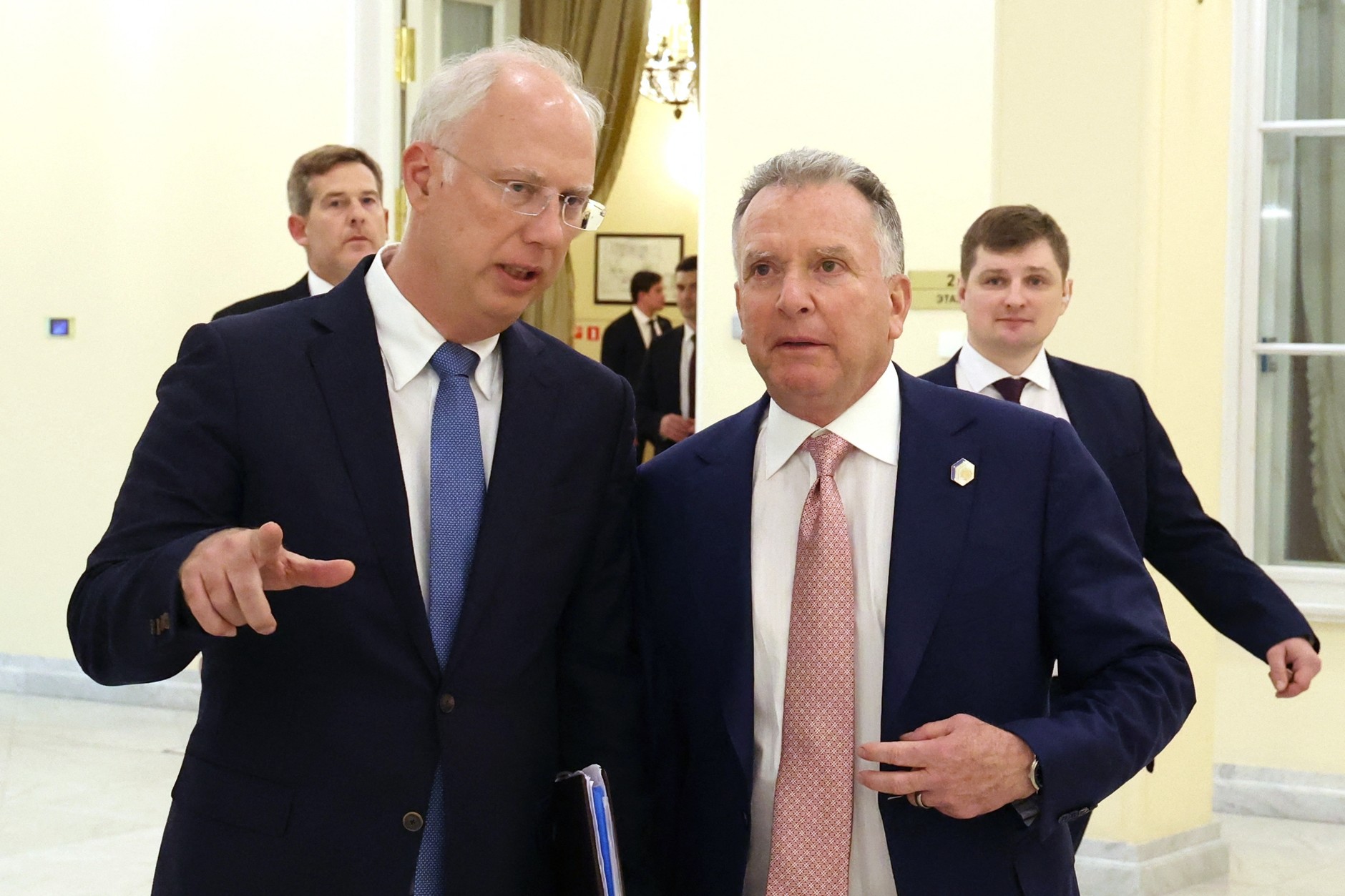Kirill Dmitriev and US President Donald Trump's envoy Steve Witkoff in Saint Petersburg, April 11, 2025. 