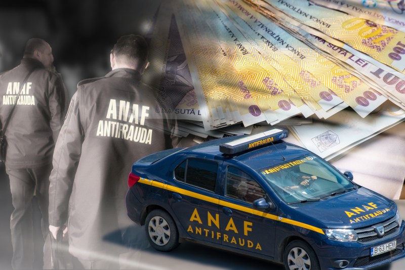 ANAF anti-fraud inspectors. Collage: Ion Mateș / Hotnews. Photo: Shutterstock, Inquam Photos
