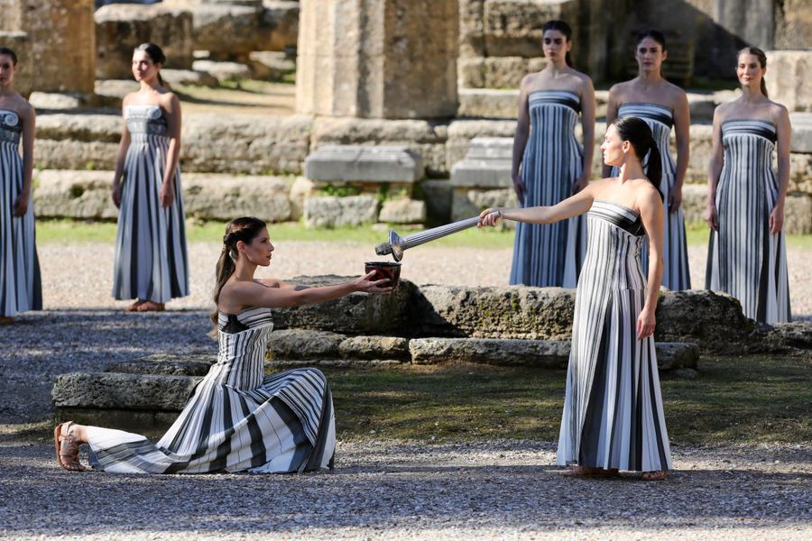 Spare flame at the lighting ceremony for the Milan-Cortina Winter Olympics