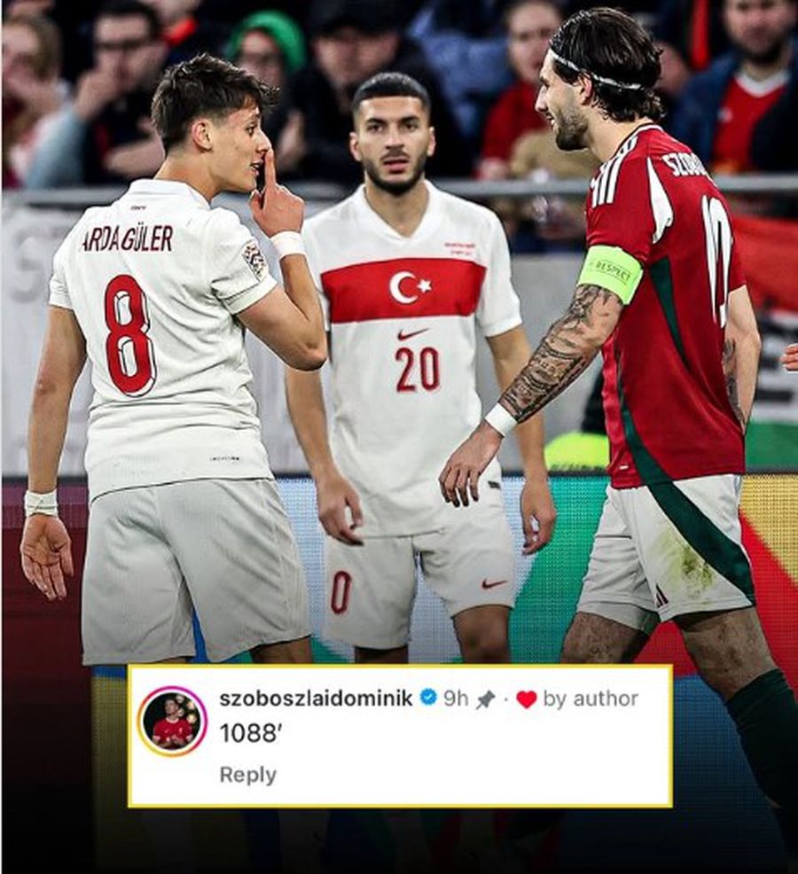 Dominik Szoboszlai's post on Instagram, after the gesture made by Arda Guler Arda Guler stabs Real's goals: