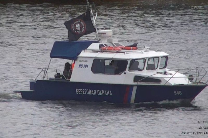 The Wagner flag, flown on the border with Estonia. 