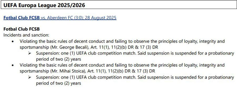 Photo source: UEFA Gigi Becali and Mihai Stoica, sanctioned by UEFA »