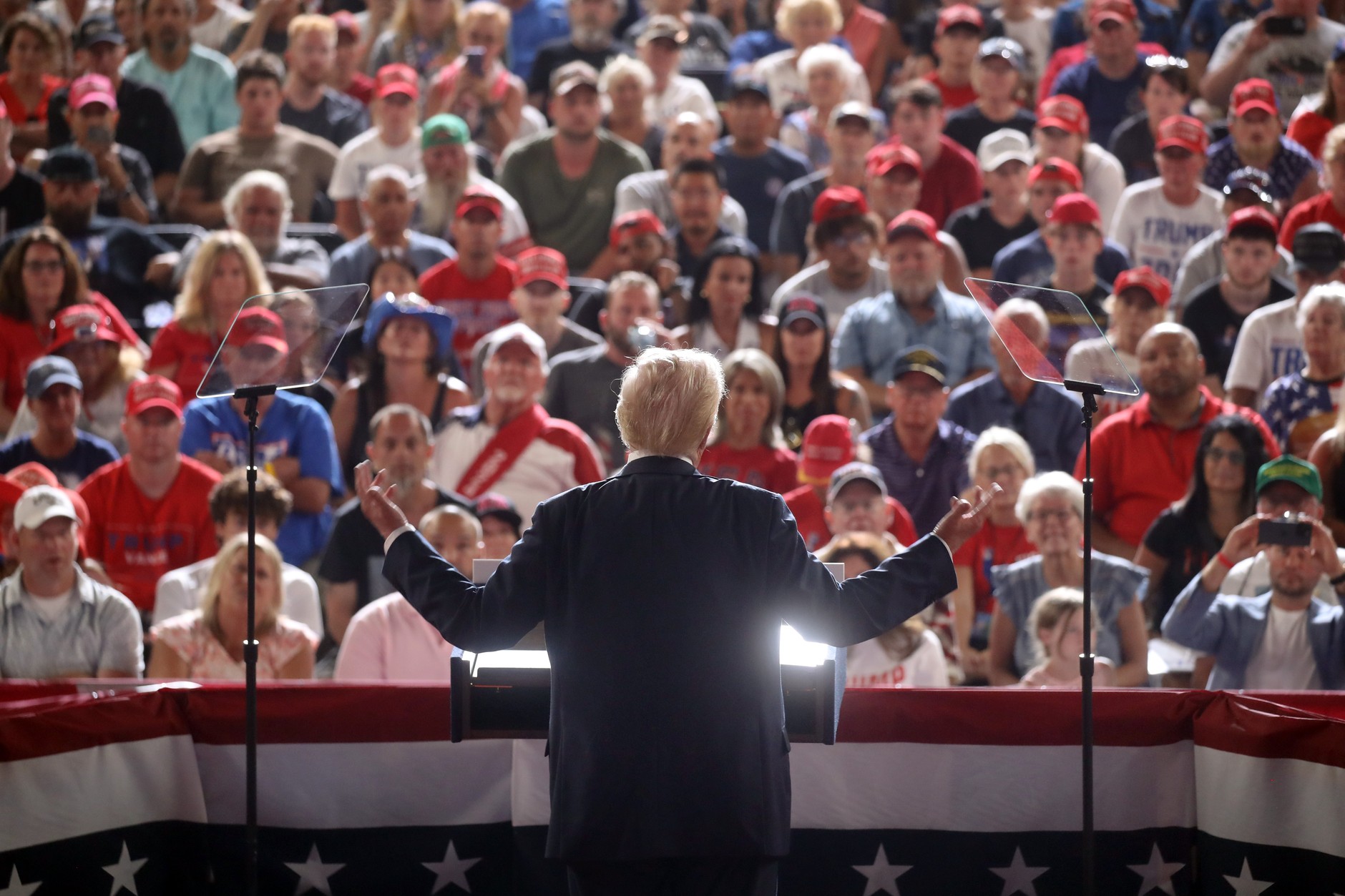 Donald Trump speaks during a rally in Harrisburg, Pennsylvania, July 31, 2024. 