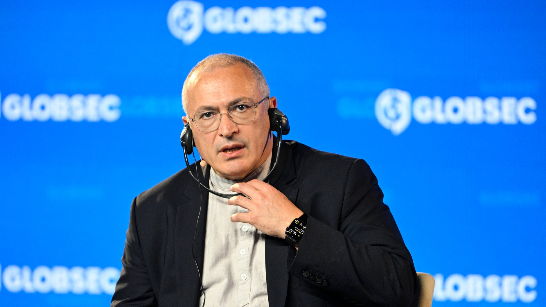 Kremlin oppositionist Mikhail Khodorkovsky speaks during the 19th Globsec security conference. Prague, Czech Republic, September 1, 2024
