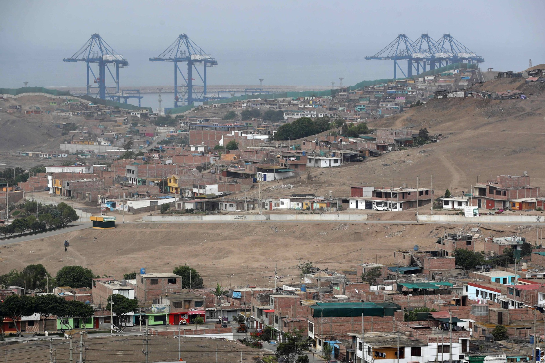 Cranes in the Peruvian port of Chancay operated by the Chinese company COSCO