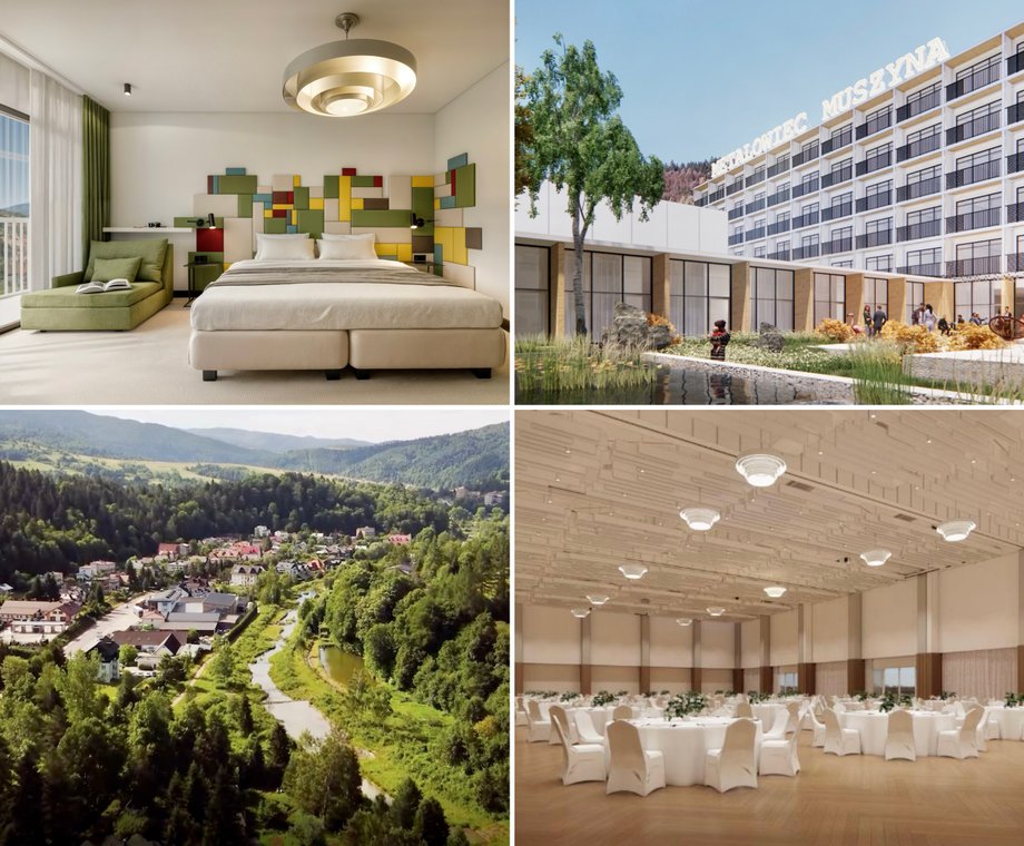 The hotel's design emphasizes the style of the Polish People's Republic, combining it with modernity