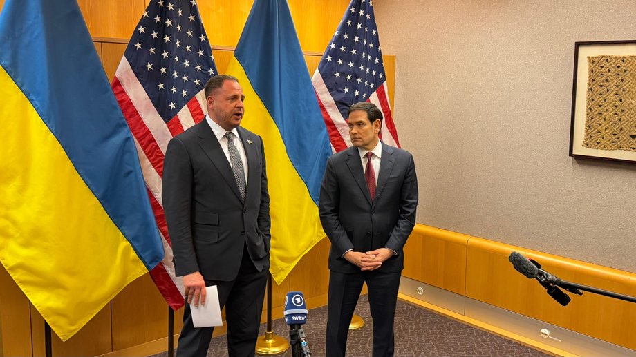 US Secretary of State Marco Rubio and the head of the Ukrainian president's office Andriy Yermak in Geneva