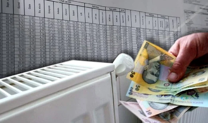 Photo collage with a radiator and someone holding money