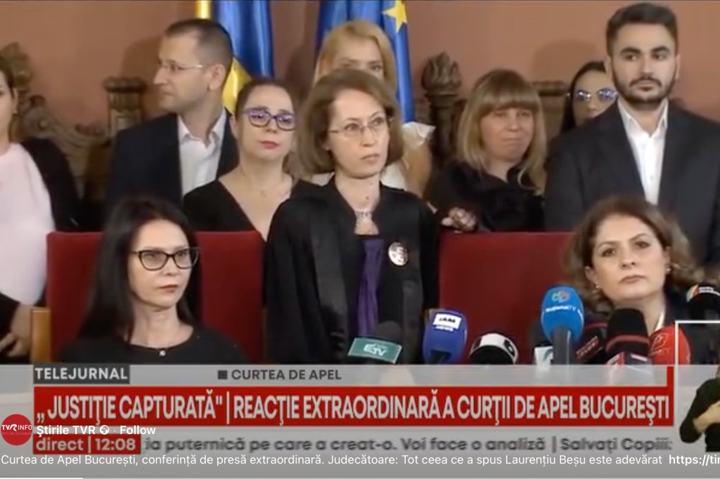 Judge Raluca Moroșanu, during the press conference of the Bucharest Court of Appeal, December 11, 2025. Capture TVR2