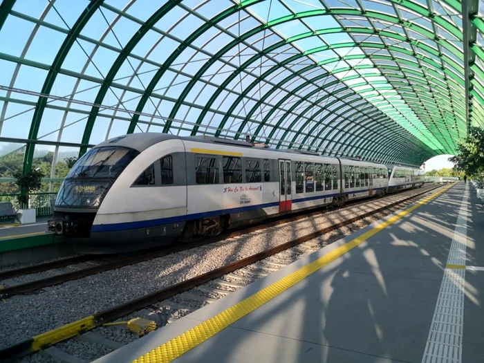 Two trains to the airport were stuck in the field. PHOTO: Facebook/Cătălin Drula
