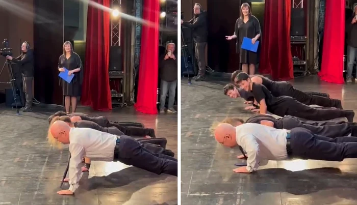 Emil Boc did push-ups on stage PHOTO TikTok video capture / stanistudor