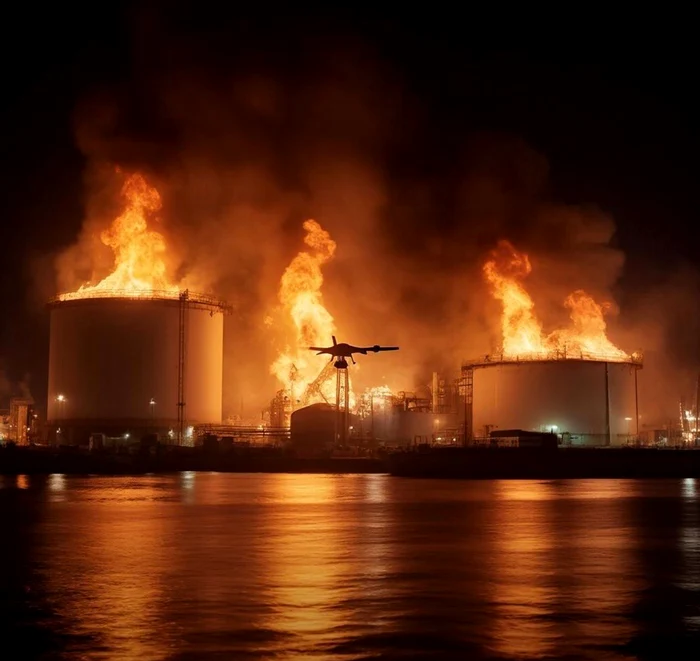 Fire in the port of Temriuk in the Russian region of Krasnodar Krai/PHOTO:X