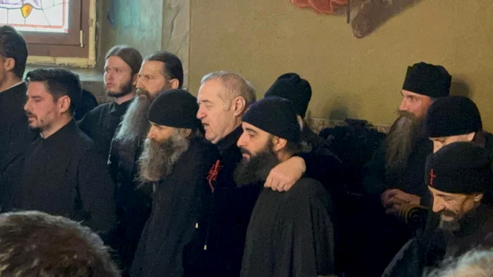 Gigi Becali, in the church, with monks PHOTO Facebook