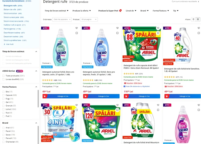 Laundry detergents and anti-stain solutions Best Overall on eMAG 2025 – top products appreciated by Romanians