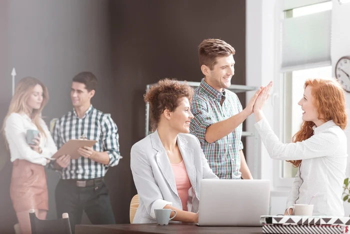Cheerful young people at the office