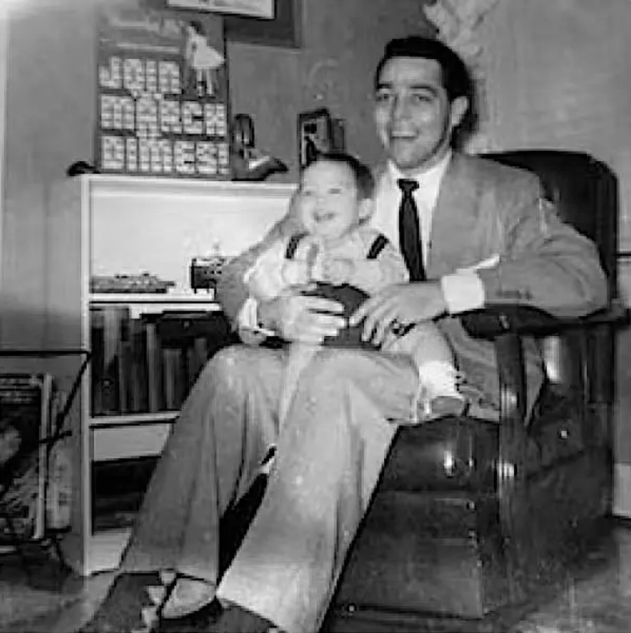 Morgan as a child with his father