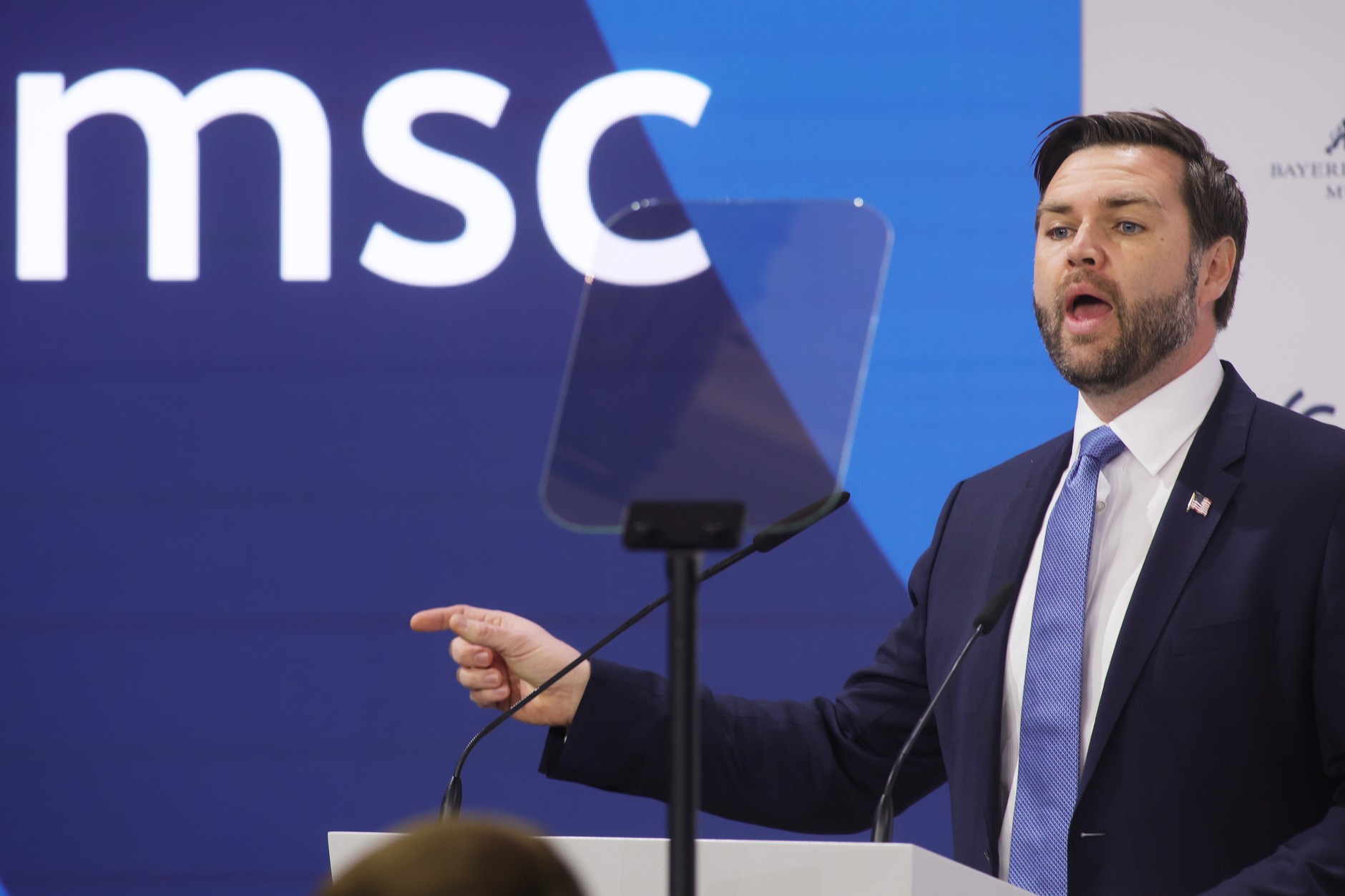 Vice President of the United States JD Vance speaking at the Munich Security Conference, February 14, 2025.