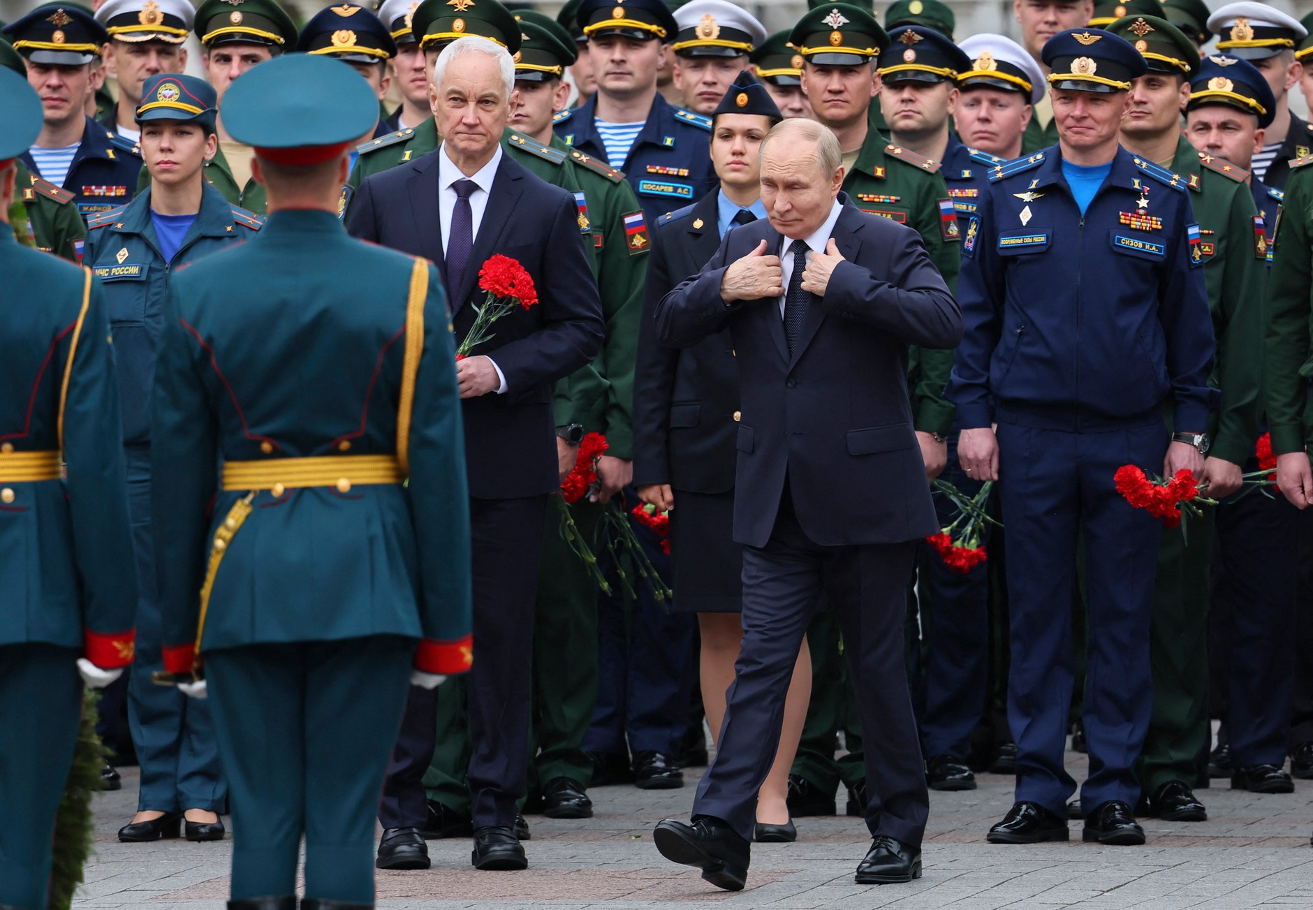 Russian President Vladimir Putin with the Russian military, Moscow, June 22, 2025.