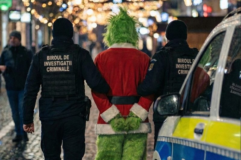 VIDEO Grinch from Romania was caught and detained. He stole ornaments and destroyed festive decorations
