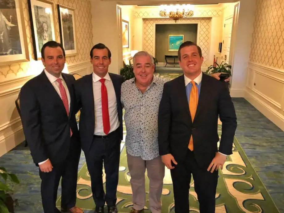 Morgan with his three sons who work with him at Morgan & Morgan. From left to right: Mike, Matt, John and Daniel Morgan