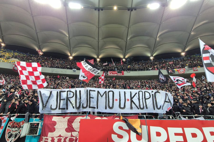 Dedicated to Zeljko Kopic. Message written in Croatian at Derby de Romania
