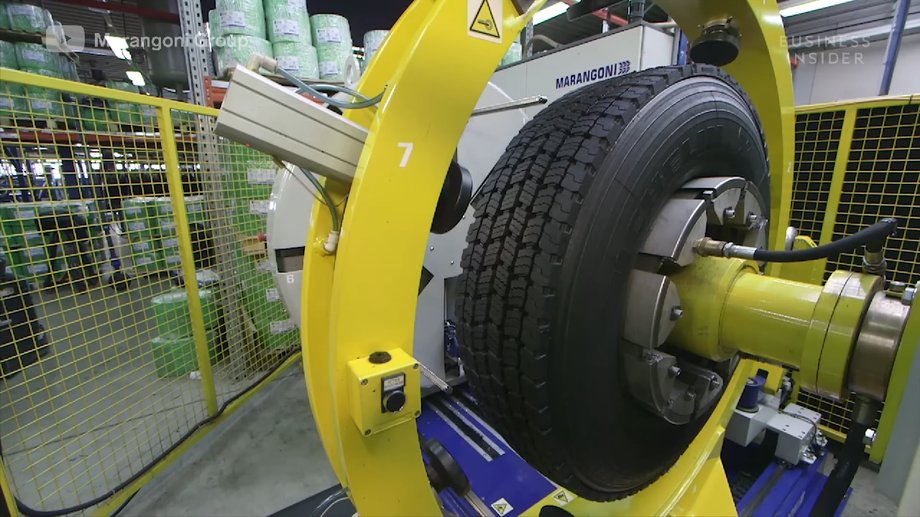 For years, companies like Marangoni have been collecting tires, replacing the old tread (the rubber that contacts the road) with a new one in a process called "retreading"