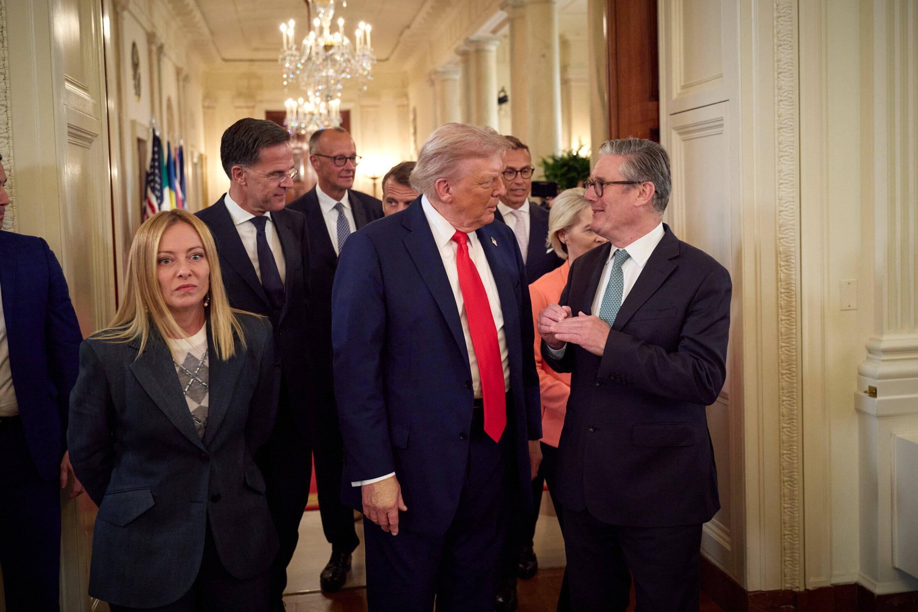 European leaders during a conversation with Donald Trump. Washington, August 18, 2025