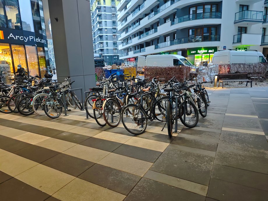 Bicycle parking in the Bliska Wola housing estate