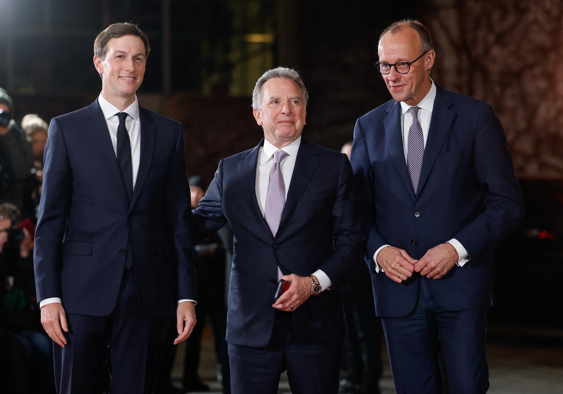 Jared Kushner, Steve Witkoff and Friedrich Merz, Berlin, December 15, 2025