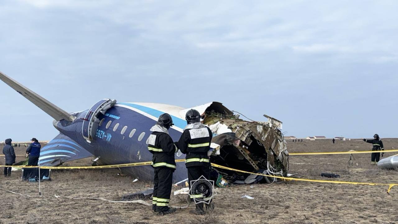 Crash site near the Kazakh Caspian city of Aktau - an Azerbaijan Airlines plane crashed with 67 people on board, Kazakhstan, December 25, 2024.