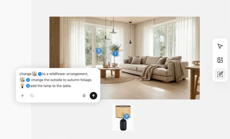In Manus, we can, for example, select an element in a photo and ask to replace it with another one - just the description is enough, the AI ​​will take care of the rest