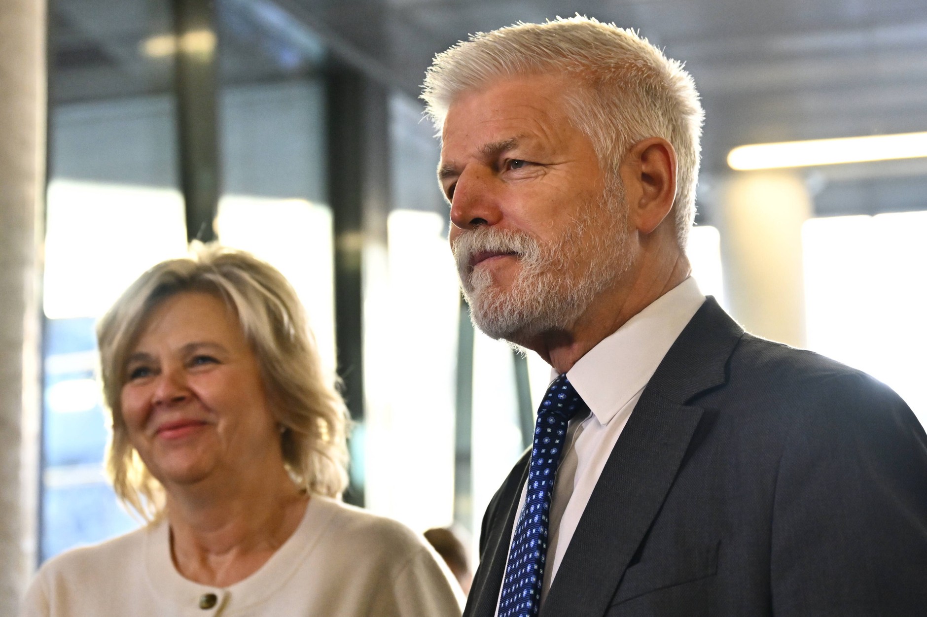 Czech President Petr Pawel with his wife Ewa during a visit to the Center for Nanomaterials, Advanced Technologies and Innovation in Liberec, Czech Republic, December 10, 2025. 