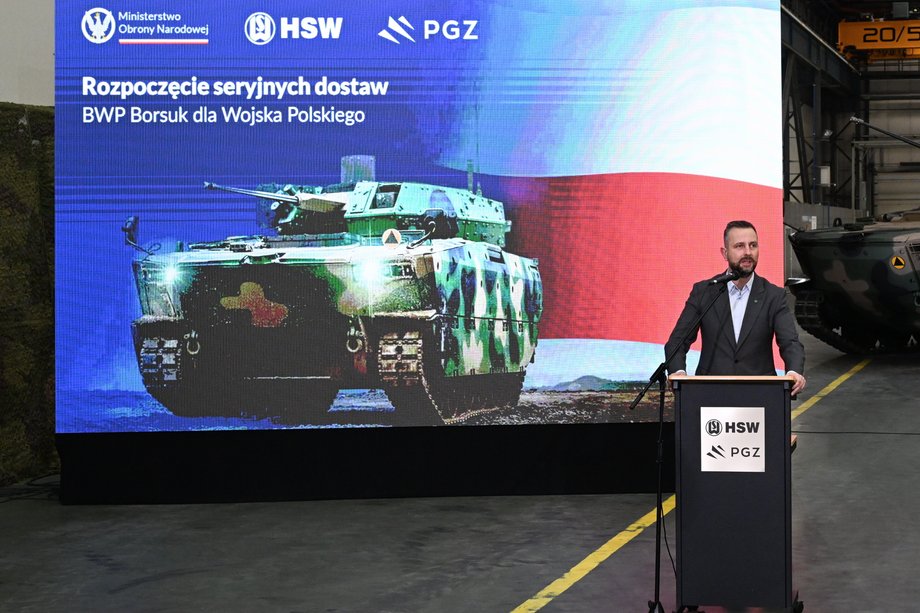 Deputy Prime Minister and head of the Ministry of National Defense Władysław Kosiniak-Kamysz during the ceremony of handing over the Badgers to the Polish Armed Forces