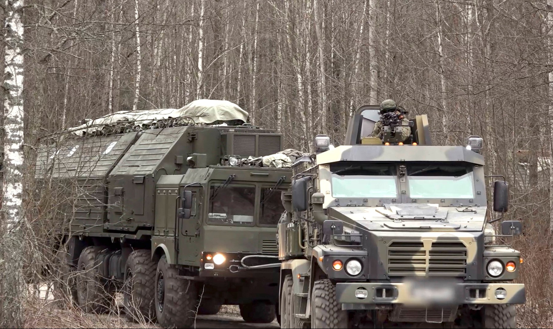 A unit equipped with the Russian Oreshnik mobile missile system at an undisclosed location in Belarus, December 30, 2025.
