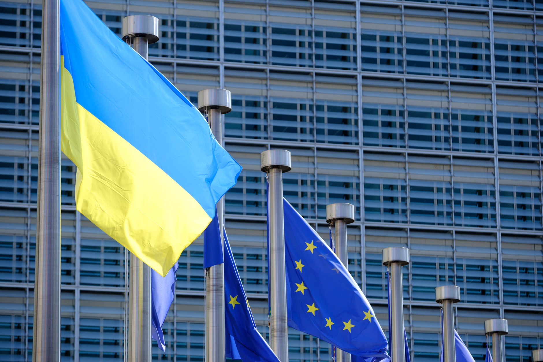 Flag of Ukraine in Brussels