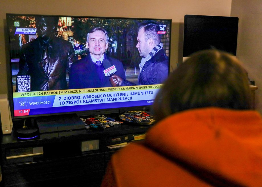 Zbigniew Ziobro in an interview for wPolsce24 television, broadcast from the capital of Hungary, Budapest