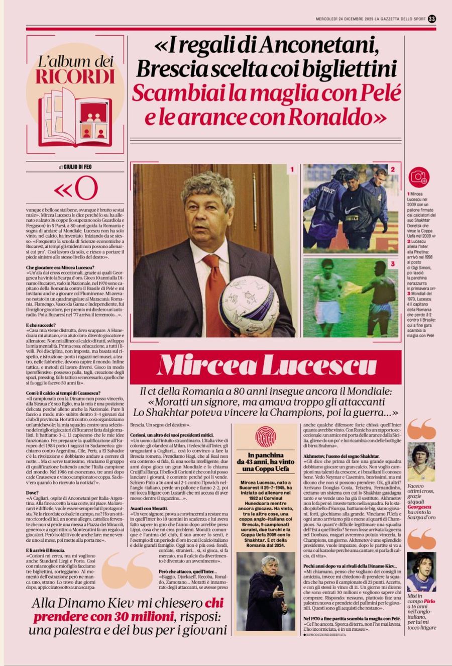 Mircea Lucescu, interview-event in Italy » From Ceaușescu to the house destroyed by the earthquake and the gift from Pele