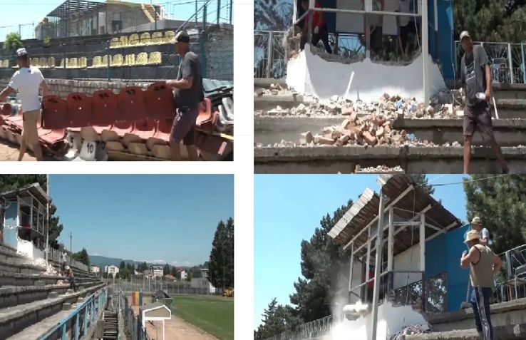 The works at the stadium in Câmpulung started in July, from the funds of Claudiu Ciolan / Photo source: Actualitatea Musceleană