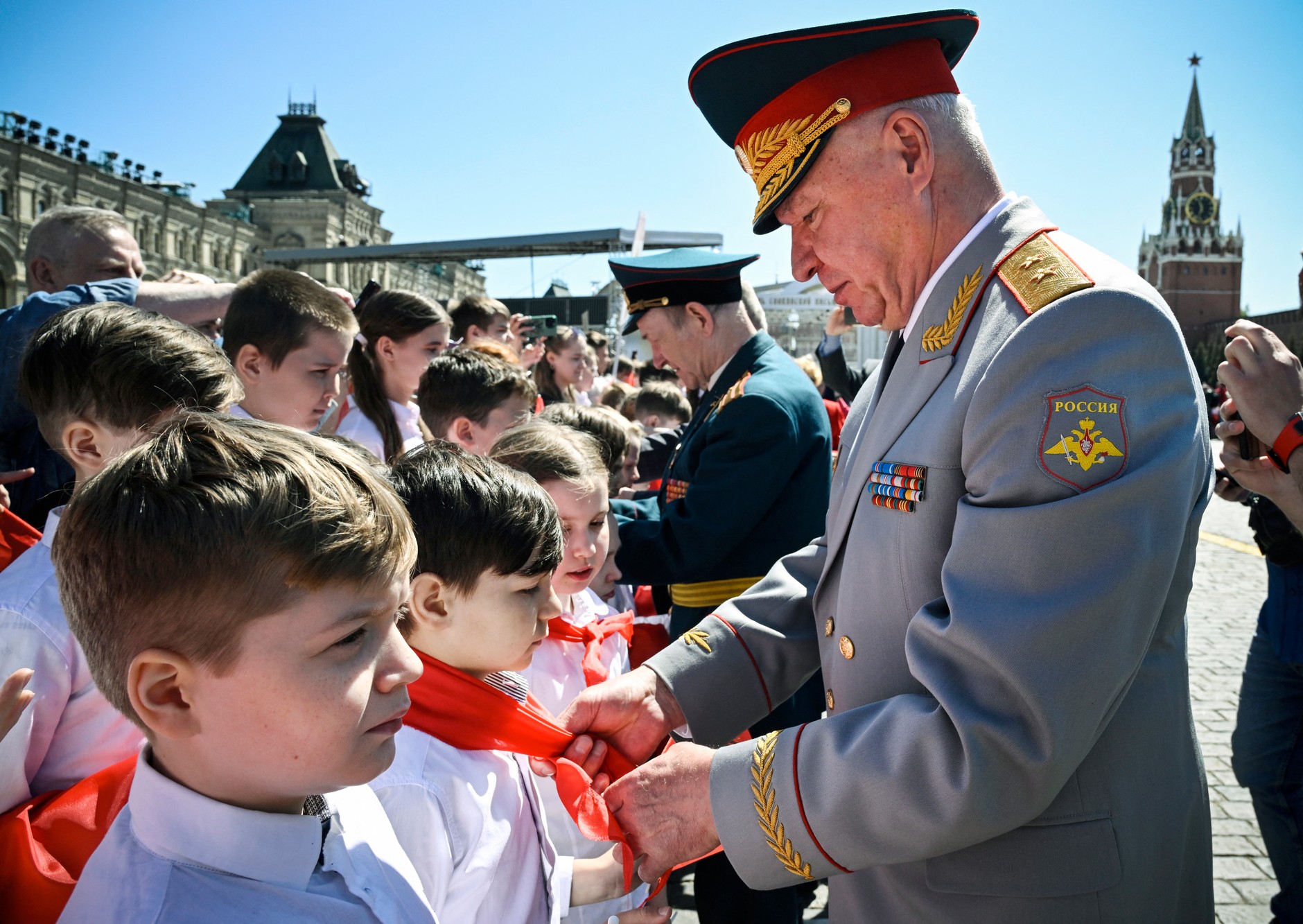 Children during a state ceremony in Moscow, May 19, 2024.