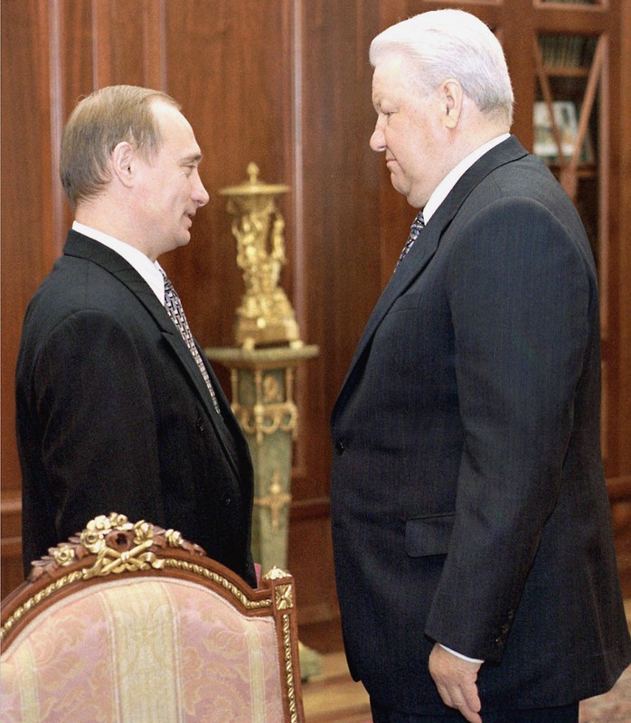 Vladimir Putin, then Secretary of the Security Council of Russia and Director of the Federal Security Service, and Russian President Boris Yeltsin at the Kremlin in Moscow, Russia, May 19, 1999.