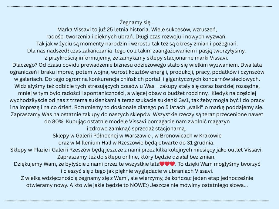 The owner of the Vissavi brand posted this content on her social media profile