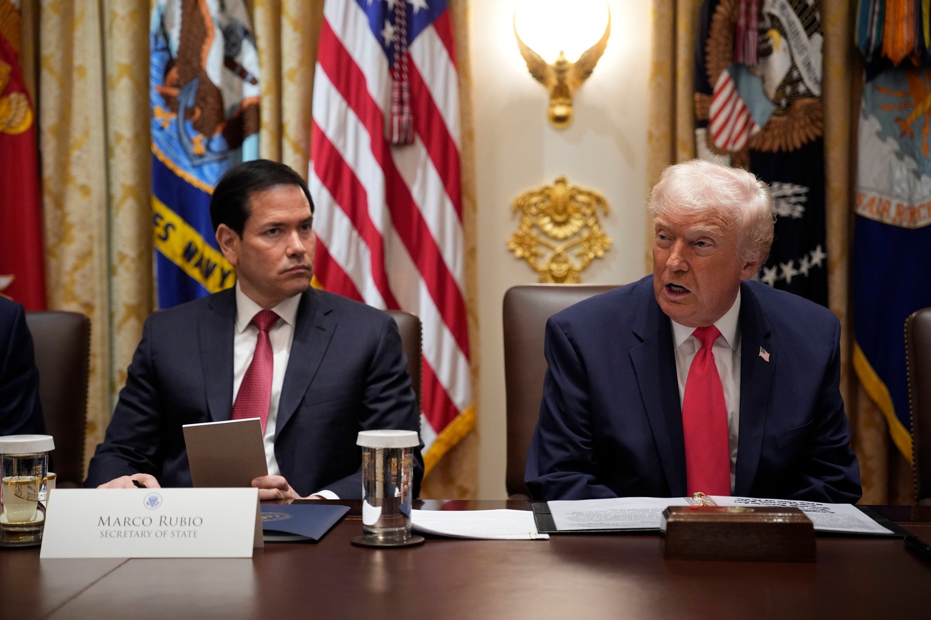Marco Rubio, Secretary of State, and Donald Trump, President of the United States. Washington, December 2, 2025