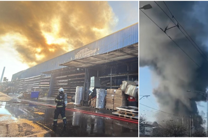 Fire in Bucharest, at a warehouse on Bd. Iuliu Maniu Photo: Facebook.com capture