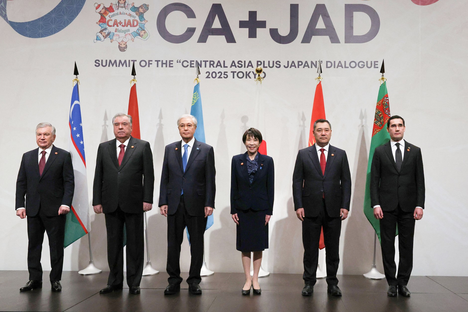 The Presidents of Kazakhstan, Uzbekistan, Kyrgyzstan, Tajikistan and Turkmenistan and the Prime Minister of Japan at the C5+ Summit, Tokyo, Japan, December 20, 2025.