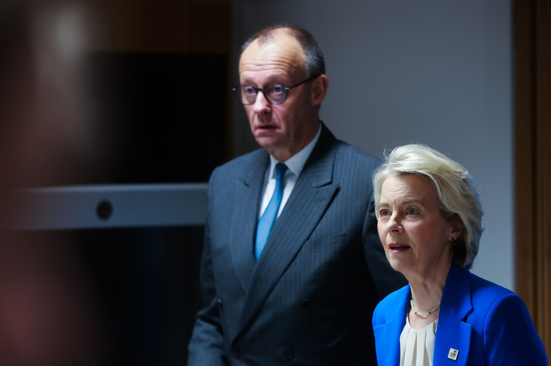 Friedrich Merz, Chancellor of Germany, and Ursula von der Leyen, President of the European Commission, at an EU summit. Brussels, 18 December 2025