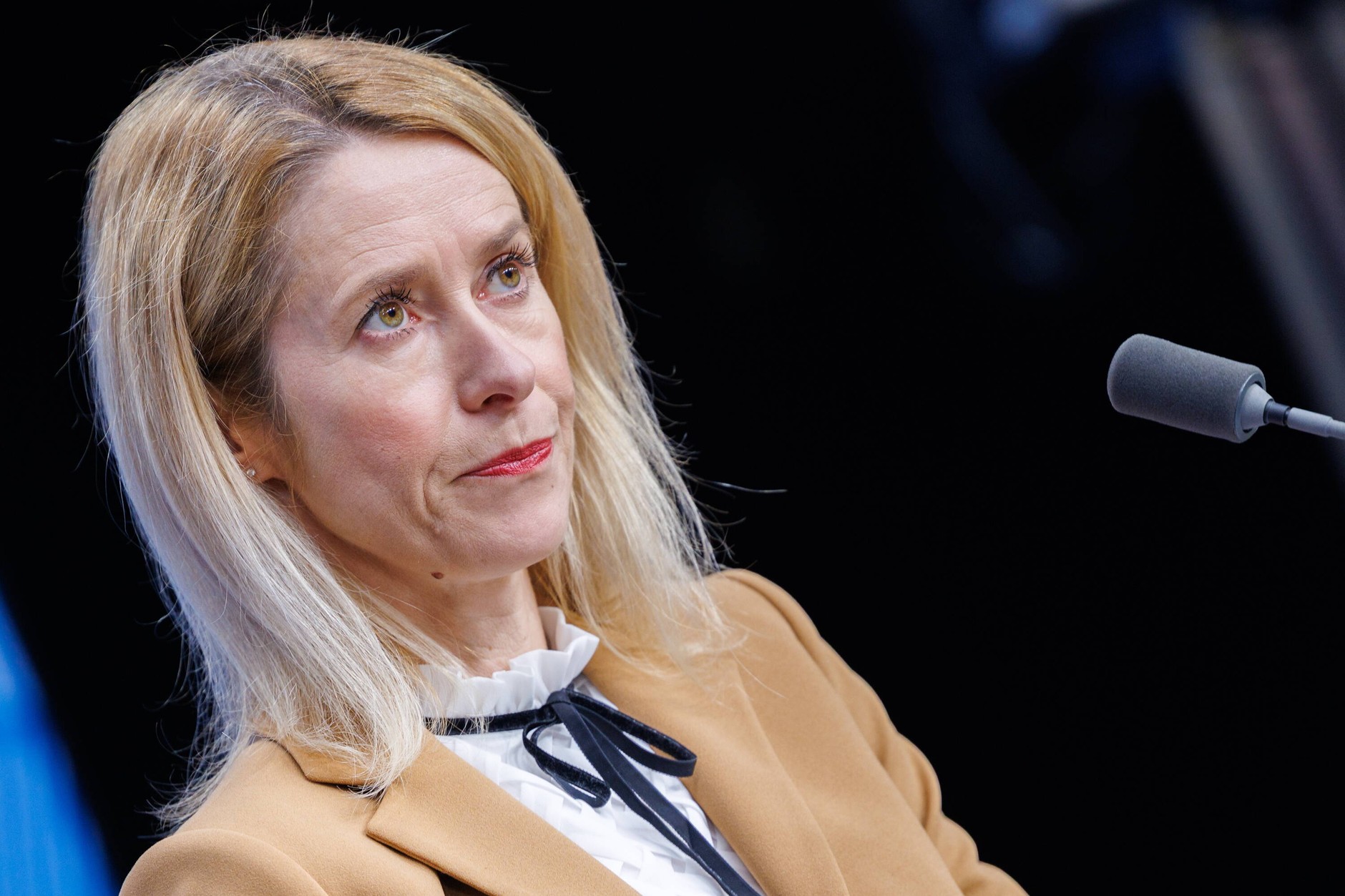 Kaja Kallas during a press conference devoted to the meeting of the EU Council of Defense Ministers in Brussels. Belgium, December 1, 2025
